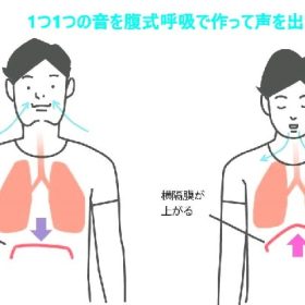 1つ1つの音を腹式呼吸で作って声を出します。