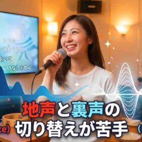 裏声と地声の使い分けがカラオケで大切。
