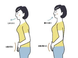 腹式呼吸を使って発声。